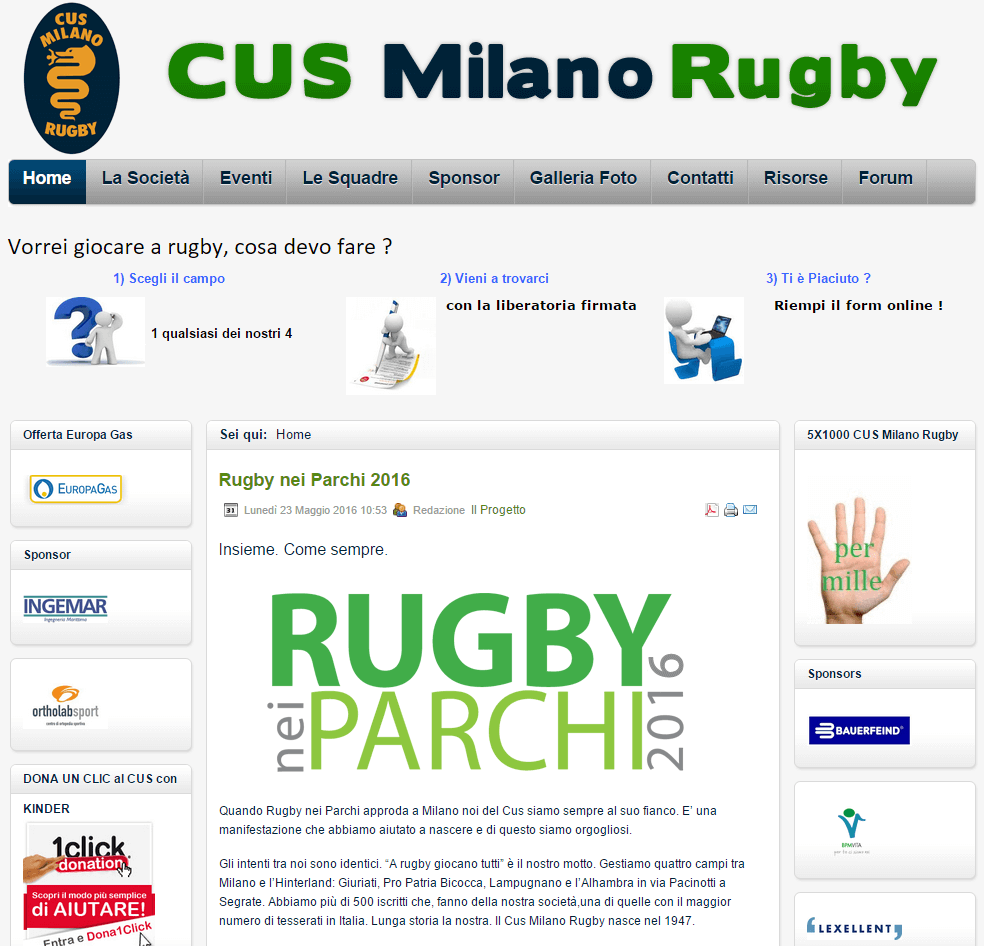 Cus Milano Rugby Home Page
