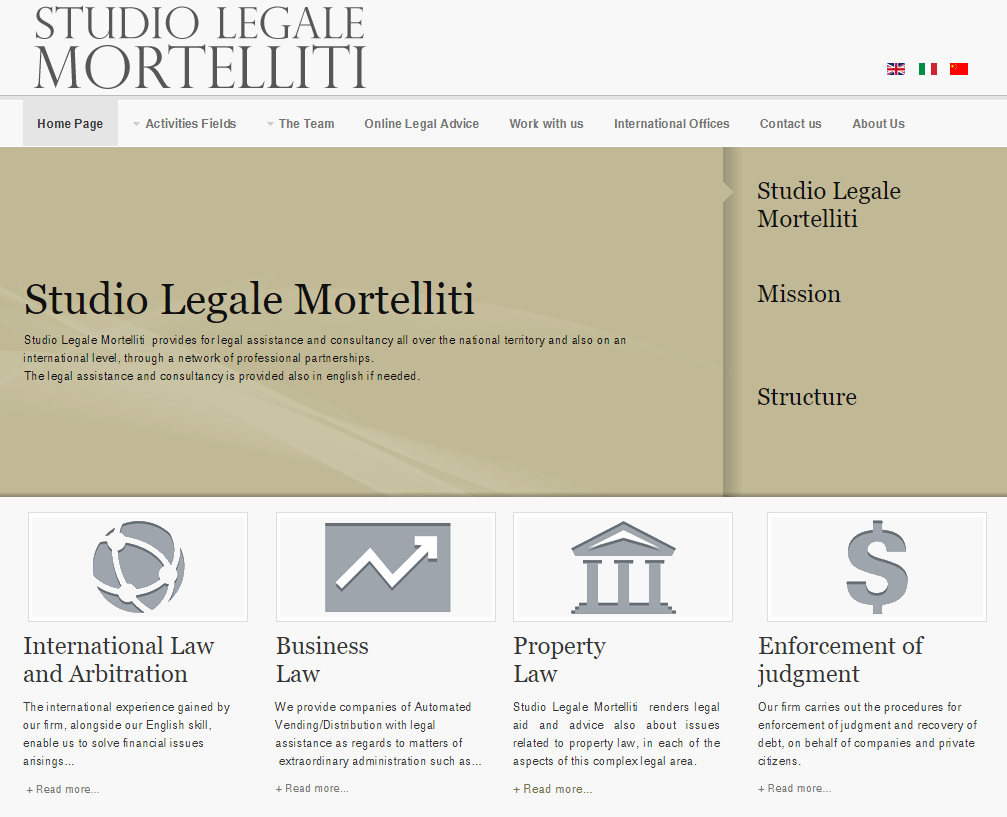 Studio Legale Mortelliti Home Page in inglese